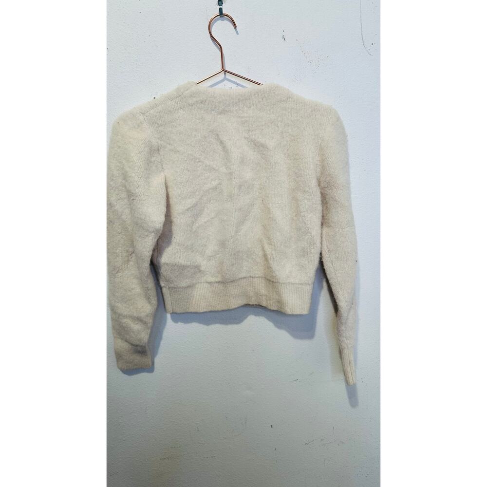 SANDRO OFF-WHITE Knit Alpaca Wool Blend Creamy Button Knot Cardigan size 0 - Picture 3 of 16